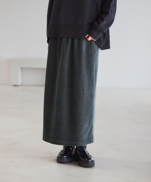 studio CLIP（スタディオクリップ）の「ストレッチコールIラインスカート[トールサイズあり]（スカート・レディース・ブラウン/チャコール・FREE/TF）」の3枚目の写真