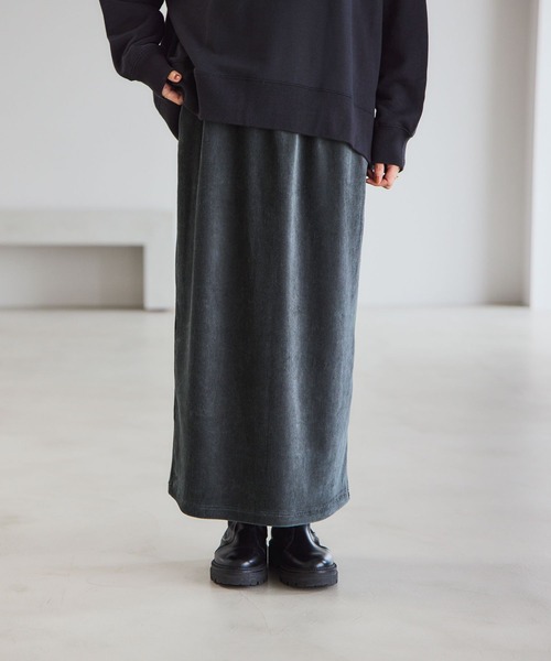 studio CLIP（スタディオクリップ）の「ストレッチコールIラインスカート[トールサイズあり]（スカート・レディース・ブラウン/チャコール・FREE/TF）」の4枚目の写真