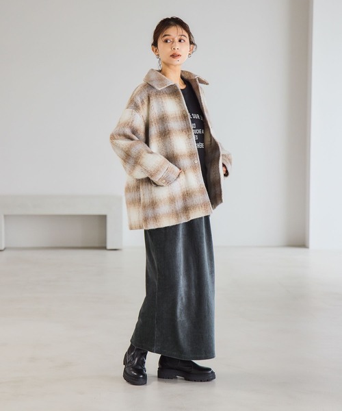 studio CLIP（スタディオクリップ）の「ストレッチコールIラインスカート[トールサイズあり]（スカート・レディース・ブラウン/チャコール・FREE/TF）」の5枚目の写真