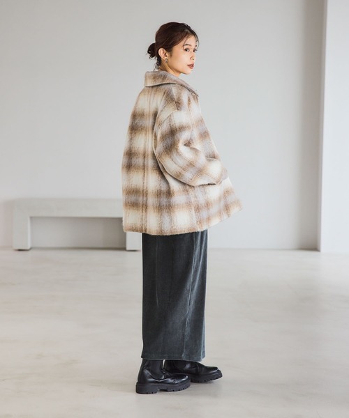 studio CLIP（スタディオクリップ）の「ストレッチコールIラインスカート[トールサイズあり]（スカート・レディース・ブラウン/チャコール・FREE/TF）」の7枚目の写真