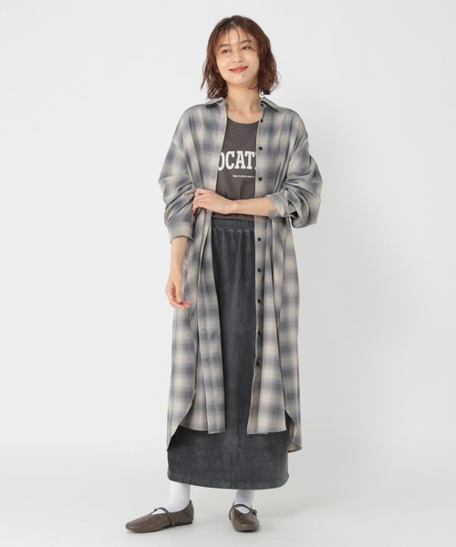 studio CLIP（スタディオクリップ）の「ストレッチコールIラインスカート[トールサイズあり]（スカート・レディース・ブラウン/チャコール・FREE/TF）」の11枚目の写真