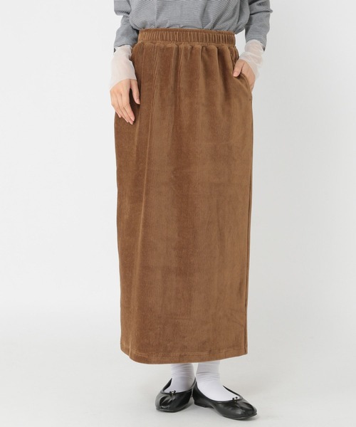 studio CLIP（スタディオクリップ）の「ストレッチコールIラインスカート[トールサイズあり]（スカート・レディース・ブラウン/チャコール・FREE/TF）」の15枚目の写真