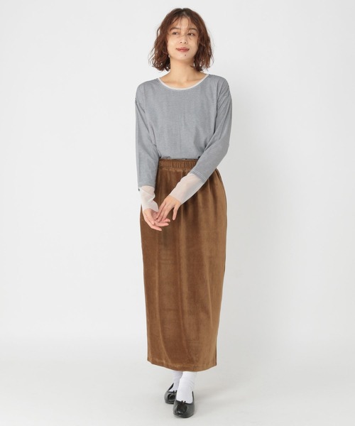 studio CLIP（スタディオクリップ）の「ストレッチコールIラインスカート[トールサイズあり]（スカート・レディース・ブラウン/チャコール・FREE/TF）」の16枚目の写真