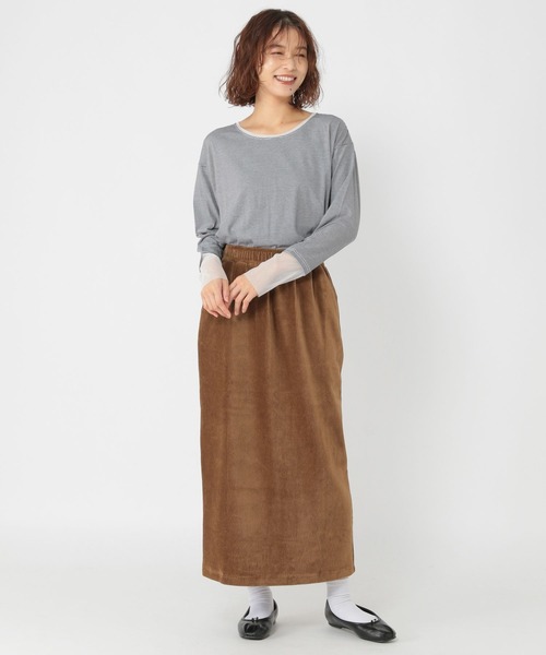 studio CLIP（スタディオクリップ）の「ストレッチコールIラインスカート[トールサイズあり]（スカート・レディース・ブラウン/チャコール・FREE/TF）」の17枚目の写真