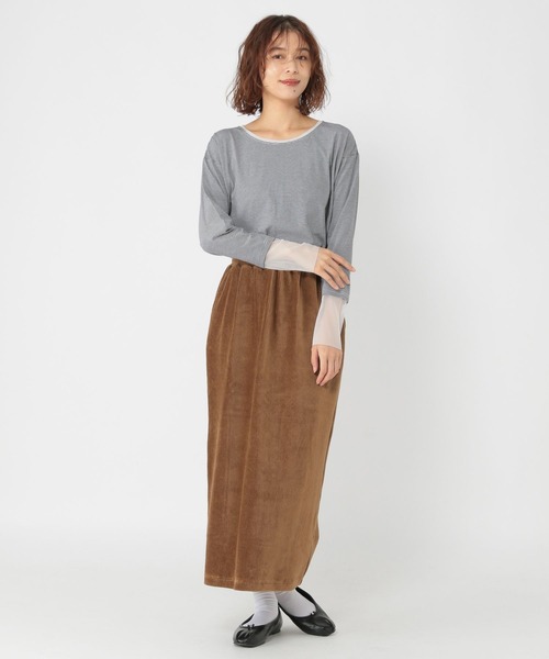 studio CLIP（スタディオクリップ）の「ストレッチコールIラインスカート[トールサイズあり]（スカート・レディース・ブラウン/チャコール・FREE/TF）」の18枚目の写真