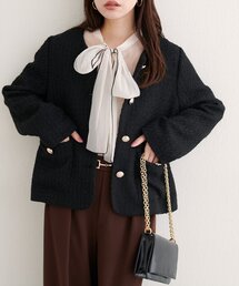 natural couture | MIXツイードノーカラージャケット(ノーカラージャケット)