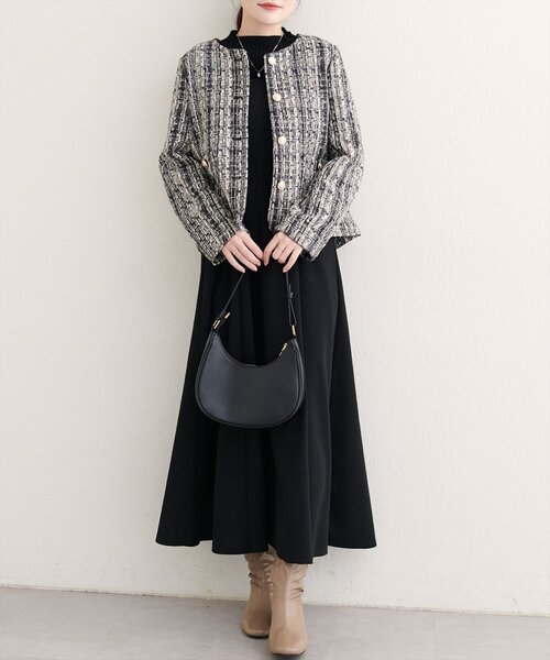 natural couture（ナチュラルクチュール）の「MIXツイードノーカラージャケット（ノーカラージャケット・レディース・ブラック系その他/グレー/ブラック・FREE）」の7枚目の写真
