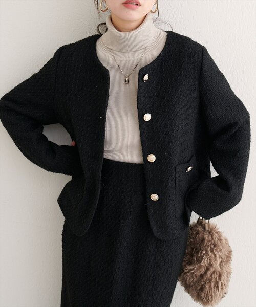 natural couture（ナチュラルクチュール）の「MIXツイードノーカラージャケット（ノーカラージャケット・レディース・ブラック系その他/グレー/ブラック・FREE）」の21枚目の写真