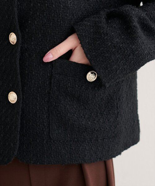 MIXツイードノーカラージャケット（ノーカラージャケット）｜natural