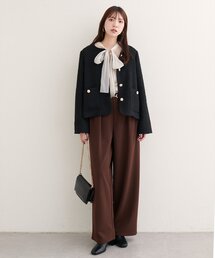 ノーカラージャケット（ブラック/黒色系）ファッション通販