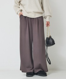【人気追加】ストレッチダンボールタックワイドパンツ