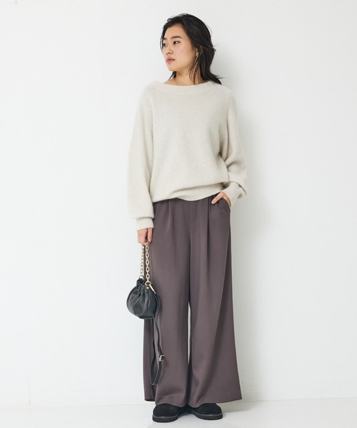 Rouge vif(ルージュヴィフ)の「【人気追加】ストレッチダンボールタックワイドパンツ(その他パンツ・レディース・チャコールグレー/ブラック/ブラック系その他/ブラウン・38/36)」の9枚目の写真