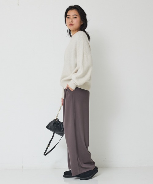 Rouge vif(ルージュヴィフ)の「【人気追加】ストレッチダンボールタックワイドパンツ(その他パンツ・レディース・チャコールグレー/ブラック/ブラック系その他/ブラウン・38/36)」の10枚目の写真