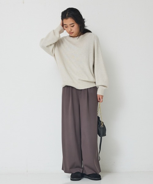 Rouge vif(ルージュヴィフ)の「【人気追加】ストレッチダンボールタックワイドパンツ(その他パンツ・レディース・チャコールグレー/ブラック/ブラック系その他/ブラウン・38/36)」の12枚目の写真