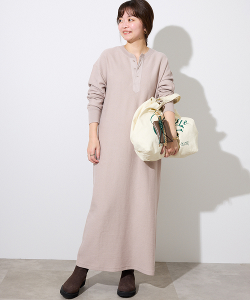 SLOBE IENA(スローブイエナ)の「テレコヘンリーネックカットワンピース(ワンピース・レディース・ライトグレー/ベージュ・FREE)」の20枚目の写真