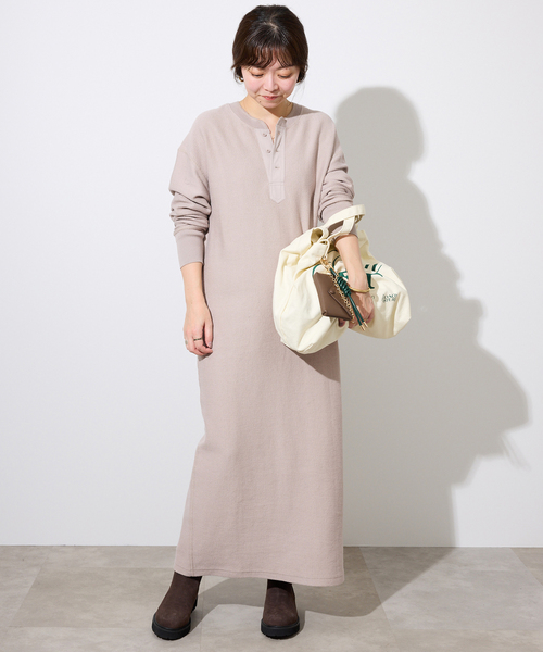 SLOBE IENA(スローブイエナ)の「テレコヘンリーネックカットワンピース(ワンピース・レディース・ライトグレー/ベージュ・FREE)」の21枚目の写真