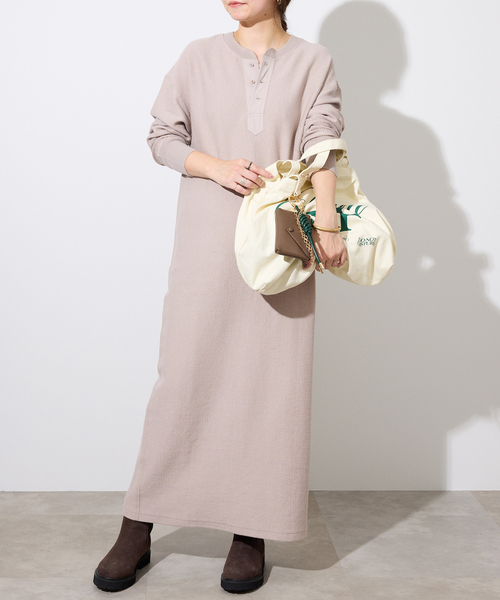 SLOBE IENA(スローブイエナ)の「テレコヘンリーネックカットワンピース(ワンピース・レディース・ライトグレー/ベージュ・FREE)」の22枚目の写真