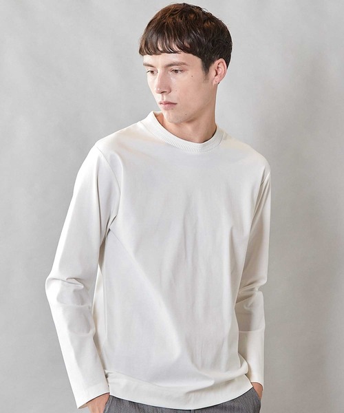 UNION STATION(ユニオンステーション)の「【デオトラント素材】シルケットライクポンチ VネックジャケT(Tシャツ/カットソー・メンズ・グレー/ブラック/ホワイト/ネイビー・S/M/L/LL)」の1枚目の写真