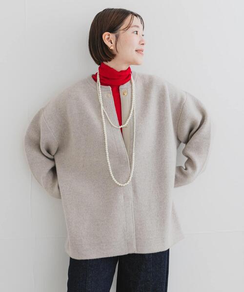 URBAN RESEARCH ROSSO WOMEN（アーバンリサーチ　ロッソ）の「F by ROSSO　ハミルトン接結ニットコート（その他アウター・レディース・グレー/ベージュ系その他/レッド系その他・FREE）」の3枚目の写真