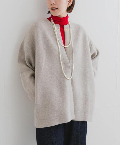 URBAN RESEARCH ROSSO WOMEN（アーバンリサーチ　ロッソ）の「F by ROSSO　ハミルトン接結ニットコート（その他アウター・レディース・グレー/ベージュ系その他/レッド系その他・FREE）」の13枚目の写真