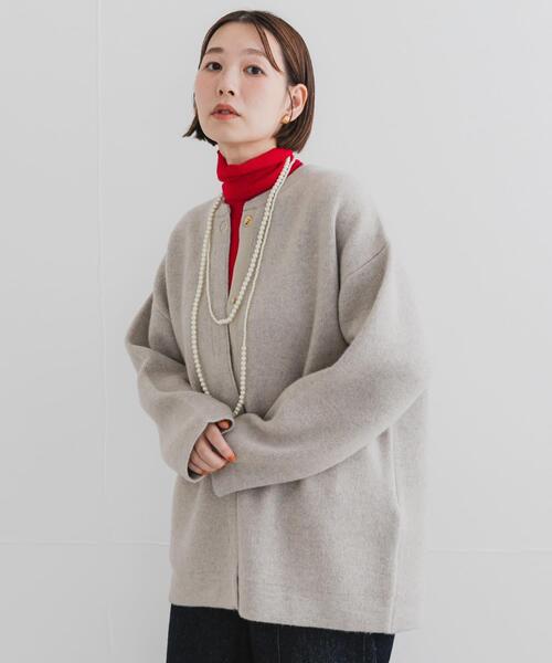 URBAN RESEARCH ROSSO WOMEN（アーバンリサーチ　ロッソ）の「F by ROSSO　ハミルトン接結ニットコート（その他アウター・レディース・グレー/ベージュ系その他/レッド系その他・FREE）」の14枚目の写真