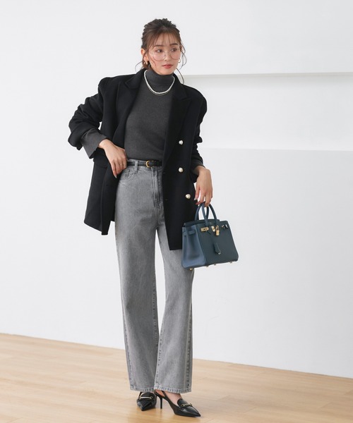 RUIRUE BOUTIQUE(ルイルエブティック)の「ウールリバー ジャケット コート | アウター / ウールコート / ジャケットコート / リバーコート / ウールリバーコート(その他アウター・レディース・ネイビー/モカ/ブラック・L/M)」の7枚目の写真