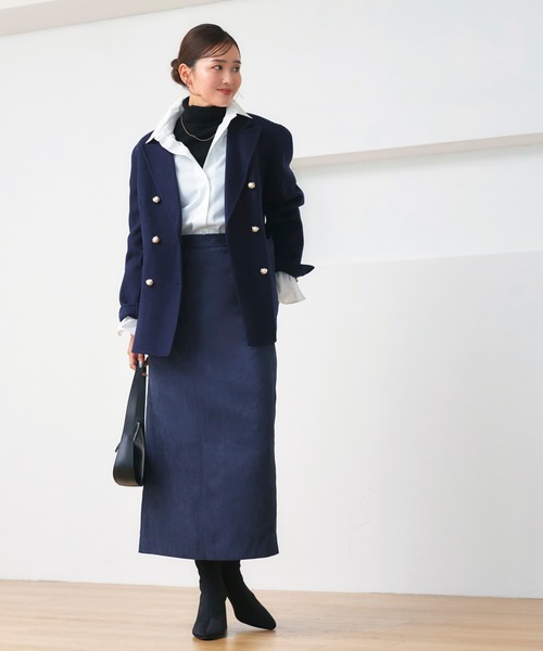RUIRUE BOUTIQUE(ルイルエブティック)の「ウールリバー ジャケット コート | アウター / ウールコート / ジャケットコート / リバーコート / ウールリバーコート(その他アウター・レディース・ネイビー/モカ/ブラック・L/M)」の18枚目の写真