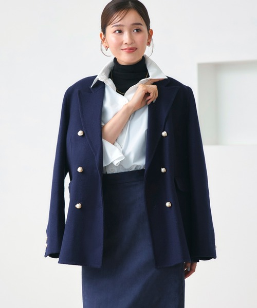 RUIRUE BOUTIQUE(ルイルエブティック)の「ウールリバー ジャケット コート | アウター / ウールコート / ジャケットコート / リバーコート / ウールリバーコート(その他アウター・レディース・ネイビー/モカ/ブラック・L/M)」の19枚目の写真