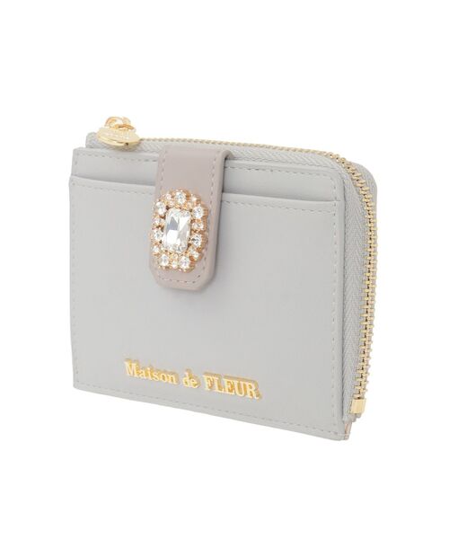 Maison de FLEUR（メゾンドフルール）の「配色ビジューフラグメントケース（パスケース・レディース・サックスブルー/ブラック/ピンク・FREE）」の6枚目の写真