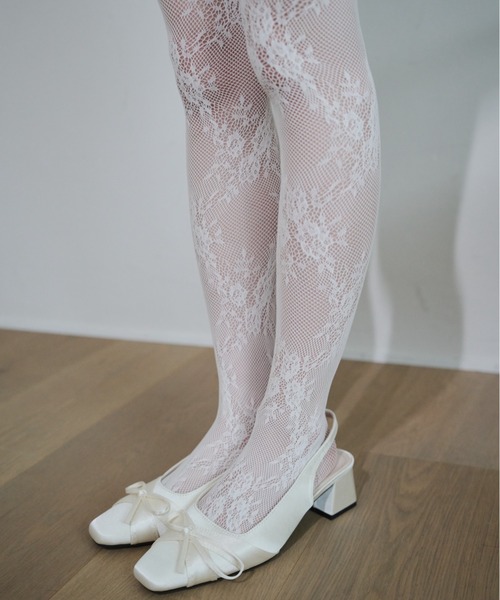 Smyeon(スミョン)の「Antique lace tights/アンティークタッチレースタイツ(タイツ/ストッキング・レディース・ホワイト・FREE)」の7枚目の写真