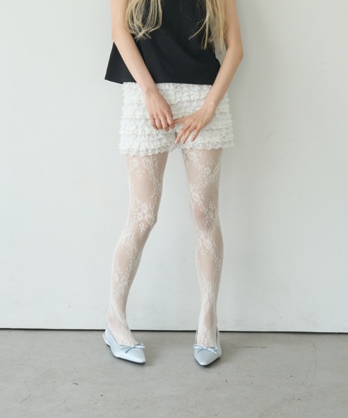 Smyeon(スミョン)の「Antique lace tights/アンティークタッチレースタイツ(タイツ/ストッキング・レディース・ホワイト・FREE)」の22枚目の写真
