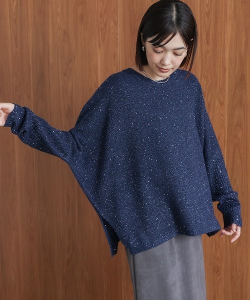 Bou Jeloud（ブージュルード）の「スパンコールドルマンニットリブ（ニット/セーター・レディース・ネイビー/アイボリー/グレー・38）」の3枚目の写真