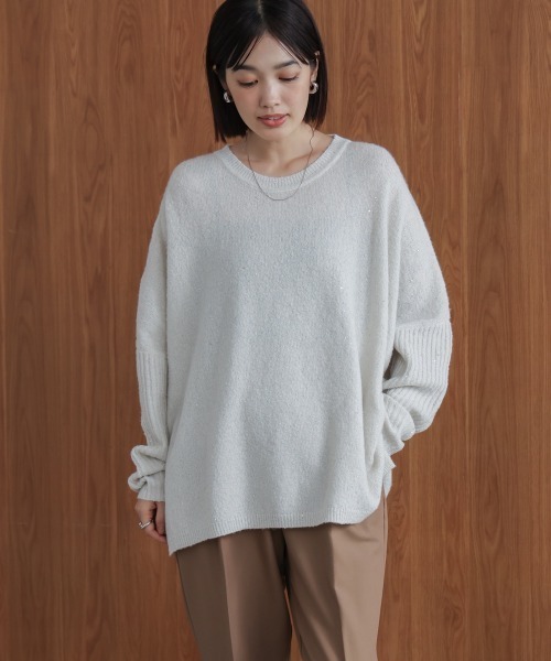 Bou Jeloud（ブージュルード）の「スパンコールドルマンニットリブ（ニット/セーター・レディース・ネイビー/アイボリー/グレー・38）」の5枚目の写真