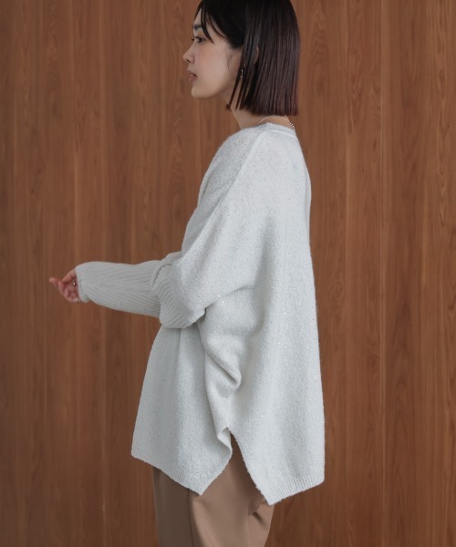 Bou Jeloud（ブージュルード）の「スパンコールドルマンニットリブ（ニット/セーター・レディース・ネイビー/アイボリー/グレー・38）」の8枚目の写真