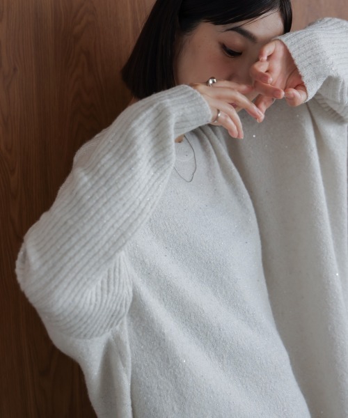 Bou Jeloud（ブージュルード）の「スパンコールドルマンニットリブ（ニット/セーター・レディース・ネイビー/アイボリー/グレー・38）」の10枚目の写真