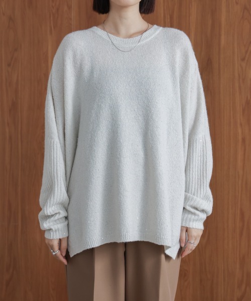 Bou Jeloud（ブージュルード）の「スパンコールドルマンニットリブ（ニット/セーター・レディース・ネイビー/アイボリー/グレー・38）」の13枚目の写真