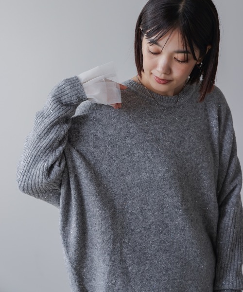 Bou Jeloud（ブージュルード）の「スパンコールドルマンニットリブ（ニット/セーター・レディース・ネイビー/アイボリー/グレー・38）」の18枚目の写真