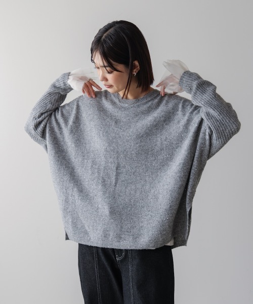 Bou Jeloud（ブージュルード）の「スパンコールドルマンニットリブ（ニット/セーター・レディース・ネイビー/アイボリー/グレー・38）」の20枚目の写真