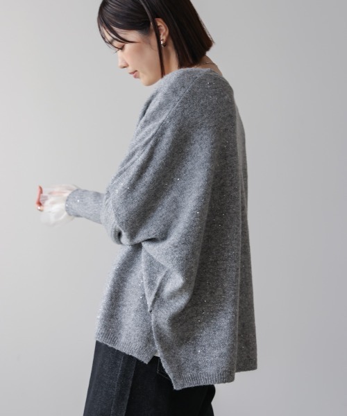 Bou Jeloud（ブージュルード）の「スパンコールドルマンニットリブ（ニット/セーター・レディース・ネイビー/アイボリー/グレー・38）」の21枚目の写真