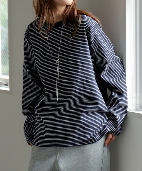 HUG.U(ハグユー)の「ボーダーカットソー(Tシャツ/カットソー・レディース・ネイビー/ブラウン/ホワイト/ブラック/グレー・FREE)」の15枚目の写真