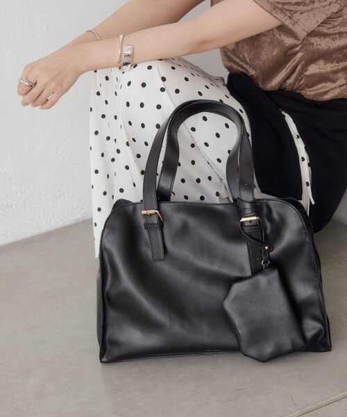 mystic(ミスティック)の「《A4も入る◎/ポーチ付き 》【@sktnnm企画】ステッチラインボストンBAG(ボストンバッグ・レディース・ブラウン/ブラック/ブラウン系その他2/ベージュ・ONE SIZE)」の8枚目の写真