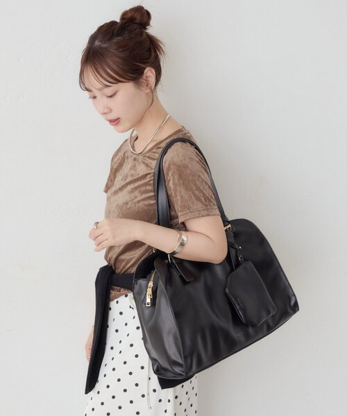 mystic(ミスティック)の「《A4も入る◎/ポーチ付き 》【@sktnnm企画】ステッチラインボストンBAG(ボストンバッグ・レディース・ブラウン/ブラック/ブラウン系その他2/ベージュ・ONE SIZE)」の13枚目の写真