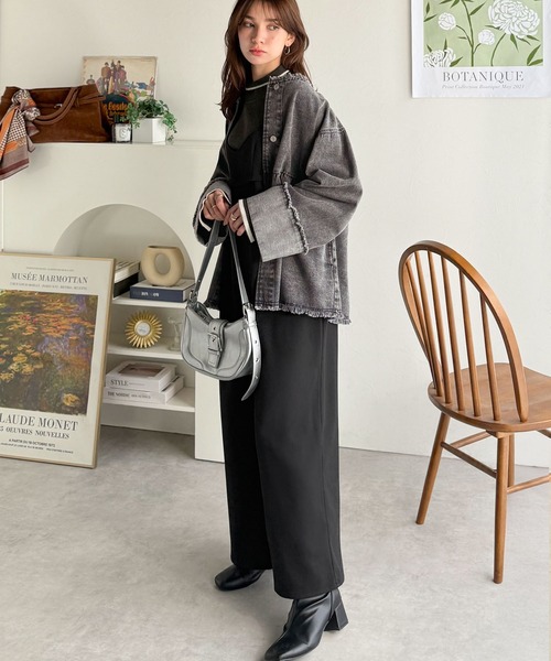 classicalelf（クラシカルエルフ）の「《daaco×クラシカルエルフコラボ》フリンジ×デニムの最強コンビ！綿100％ペプラムノーカラーデニムジャケット（デニムジャケット・レディース・ブルー/ブラック/インディゴブルー・SMALL/MEDIUM/X-LARGE/LARGE）」の15枚目の写真