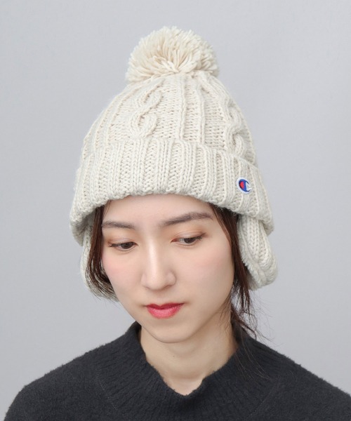 Champion（チャンピオン）の「裏ボア 耳当て付き ポンポン ニットキャップ ニット帽（ニットキャップ/ビーニー・メンズ・ブラック/アイボリー/チャコール・FREE）」の7枚目の写真