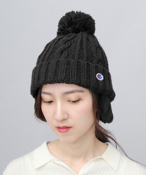 Champion（チャンピオン）の「裏ボア 耳当て付き ポンポン ニットキャップ ニット帽（ニットキャップ/ビーニー・メンズ・ブラック/アイボリー/チャコール・FREE）」の9枚目の写真