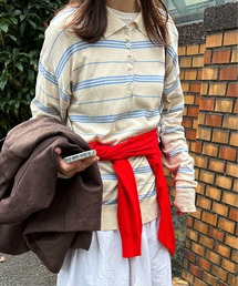 PILIT（ピリット）の「ボーダーポロ ビッグニット（ニット/セーター）」