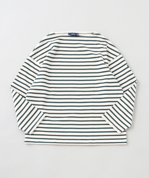 SAINT JAMES(セントジェームス)の「SAINT JAMES / セントジェームス OUESSANT LOOSE BORDER(Tシャツ/カットソー・メンズ・グリーン/ブラック/ブラウン・5/4)」の1枚目の写真