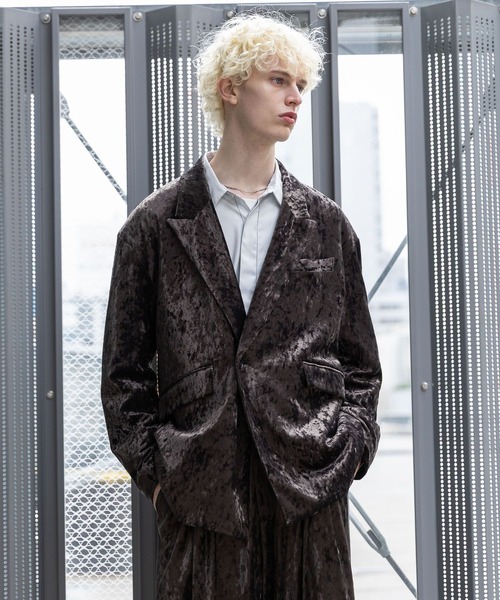 HARE(ハレ)の「【SET UP対応】クラッシュベロアオーバージャケット(HARE)(テーラードジャケット・メンズ・ブラック/ブラウン・FREE)」の2枚目の写真