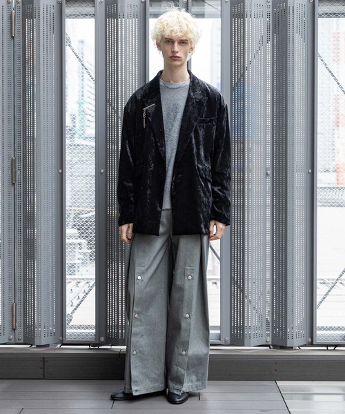 HARE(ハレ)の「【SET UP対応】クラッシュベロアオーバージャケット(HARE)(テーラードジャケット・メンズ・ブラック/ブラウン・FREE)」の3枚目の写真