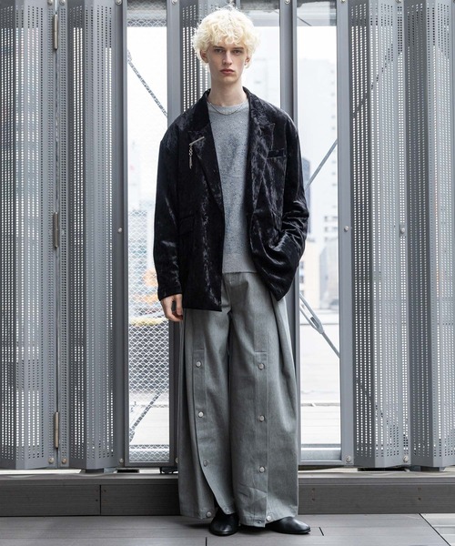 HARE(ハレ)の「【SET UP対応】クラッシュベロアオーバージャケット(HARE)(テーラードジャケット・メンズ・ブラック/ブラウン・FREE)」の4枚目の写真